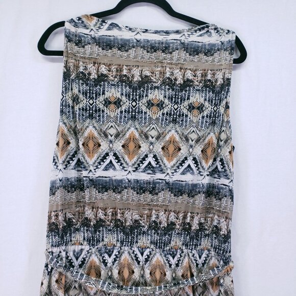 Mlle Gabrielle Multicolor Geometric Fun Stretchy Long Maxi Dress Size 2X - Picture 15 of 16